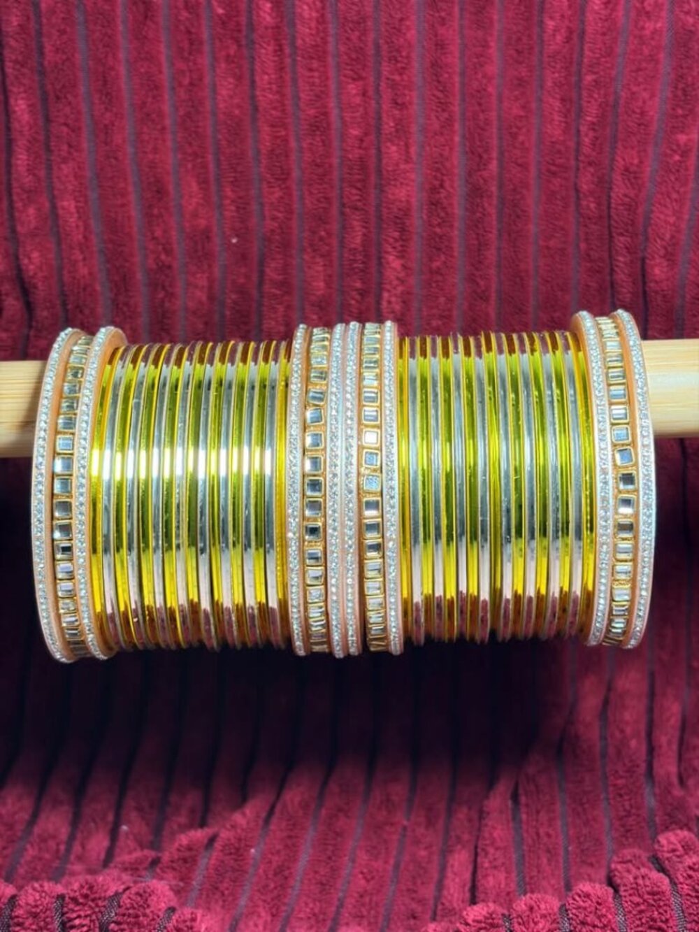 Women's Two-Tone Metal Bangle Set | Silver-Toned Both-Hands Stackable Ethnic Jew